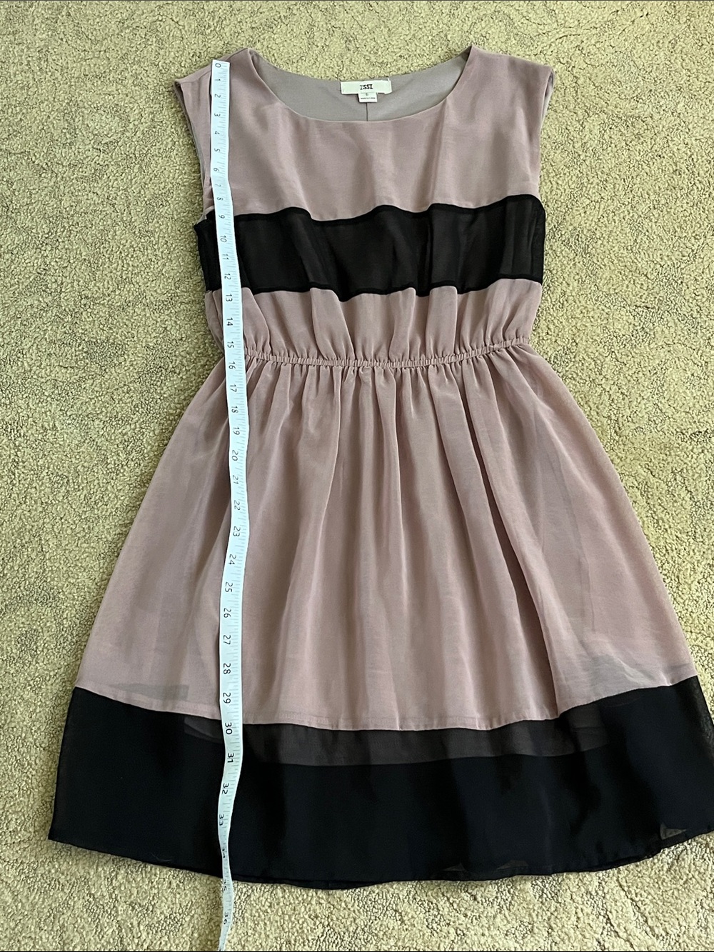 BOHO Sleeveless Dusty Midi Dress with Black Bands